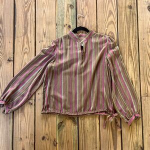 Vintage 1980s Francesca of Damon for  Starington Striped Silk Blouse - S/M